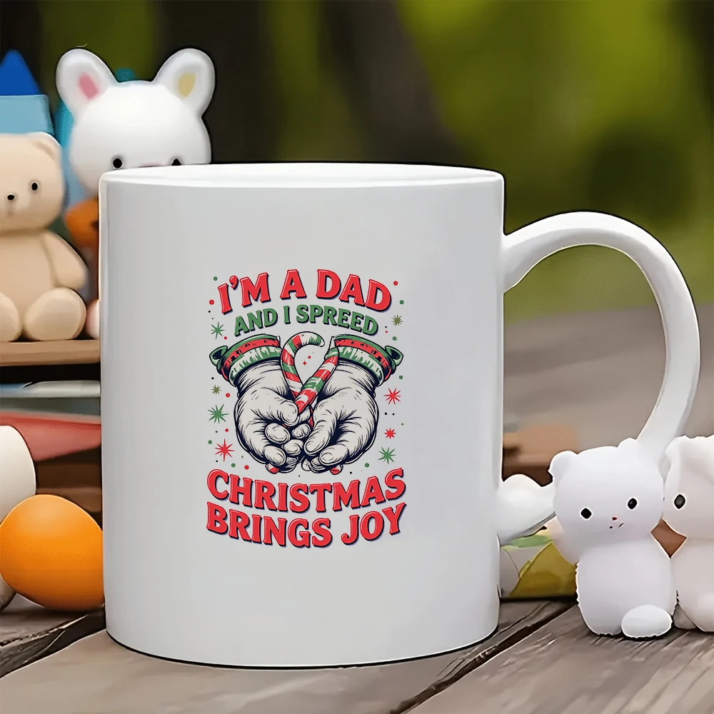 

11oz Cup + Hand-painted Christmas Cartoon Candy Canes Cup Dad's Exclusive Christmas Gift Kids Water Cup Family Office Coffee Cup
