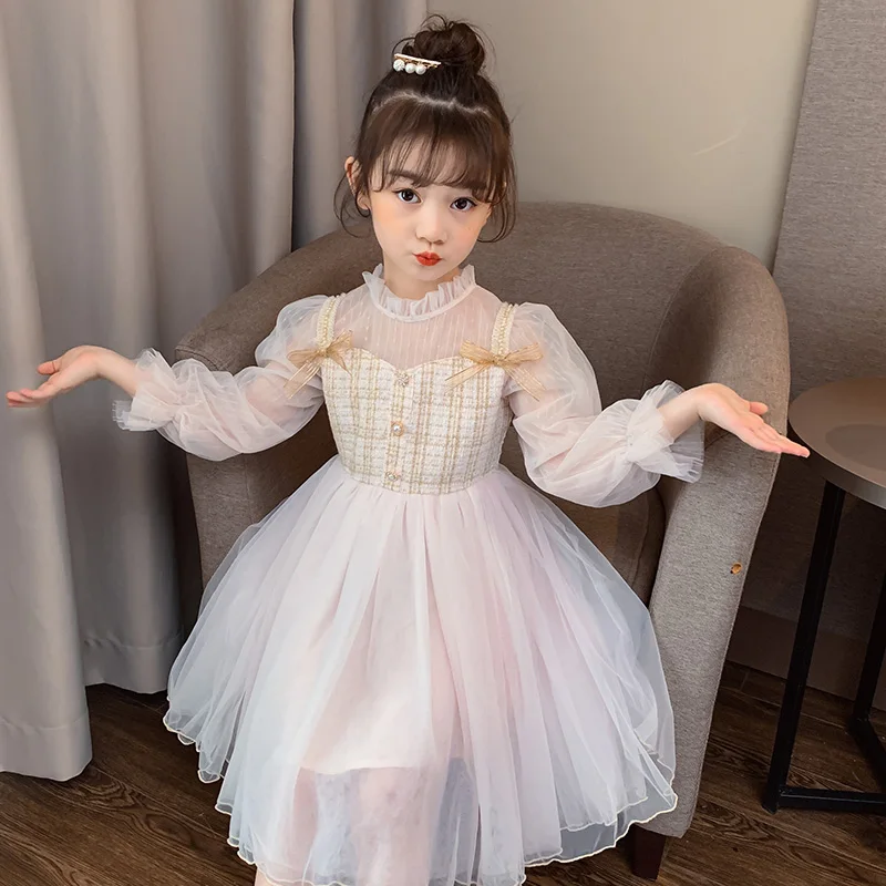 

2024 New Children's Spring Clothes Little Girls Party Gauze Skirt Xiaoxiang Princess Skirt Baby Kids's Clothing Holiday Gift