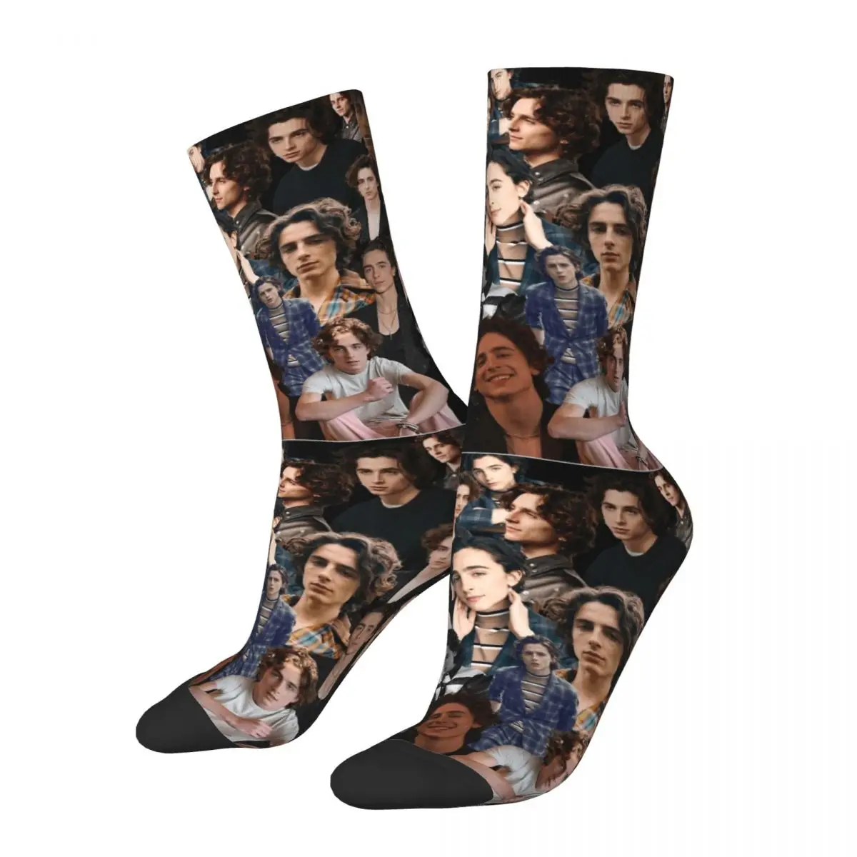 

New Men's Socks Casual Timothee Chalamet Sock Photo Collage High Quality Women's Stockings Spring Summer Autumn Winter