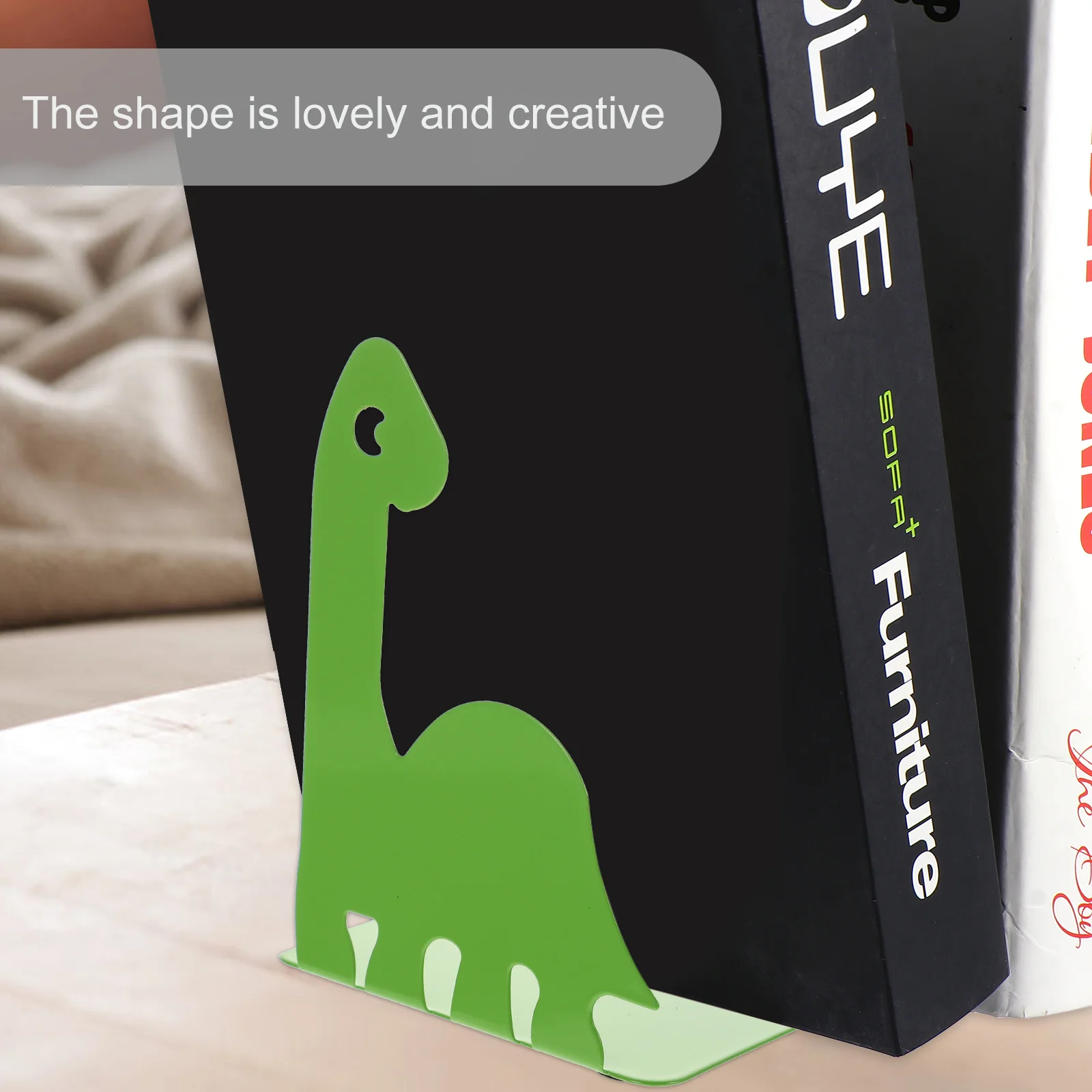 Serre-livres en métal dinosaure, support d'étagère de table, étagères en fer rapIron, rangement pour étudiants, T1