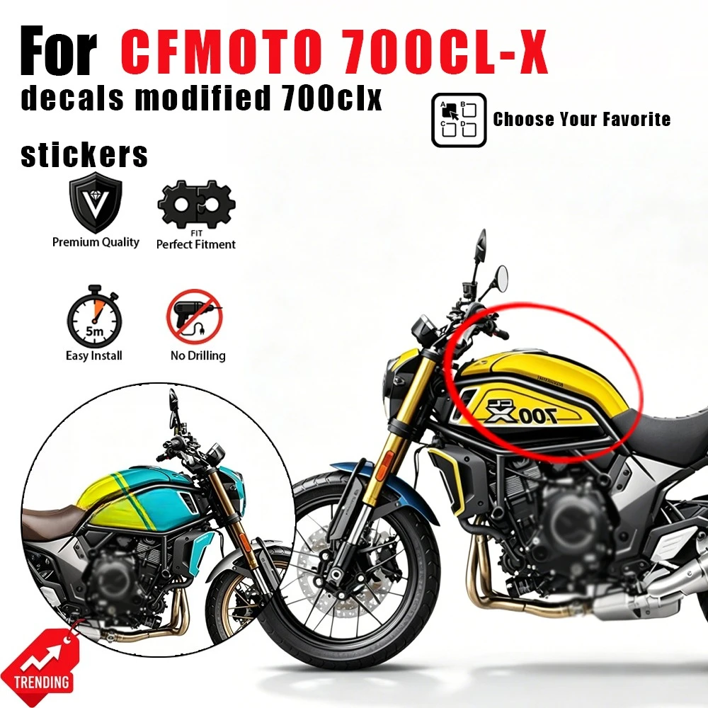 Adesivos Editáveis de Corpo Inteiro com Padrão Floral para Motocicletas, Gráficos e Acessórios de Decoração para CFMOTO 700CL-X