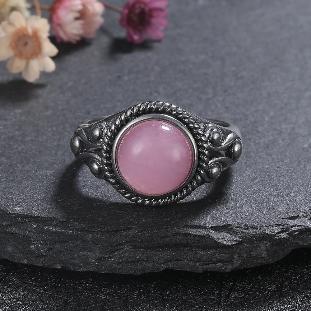 Unisex 10mm Natural Labradorite Ring in 925 Silver
