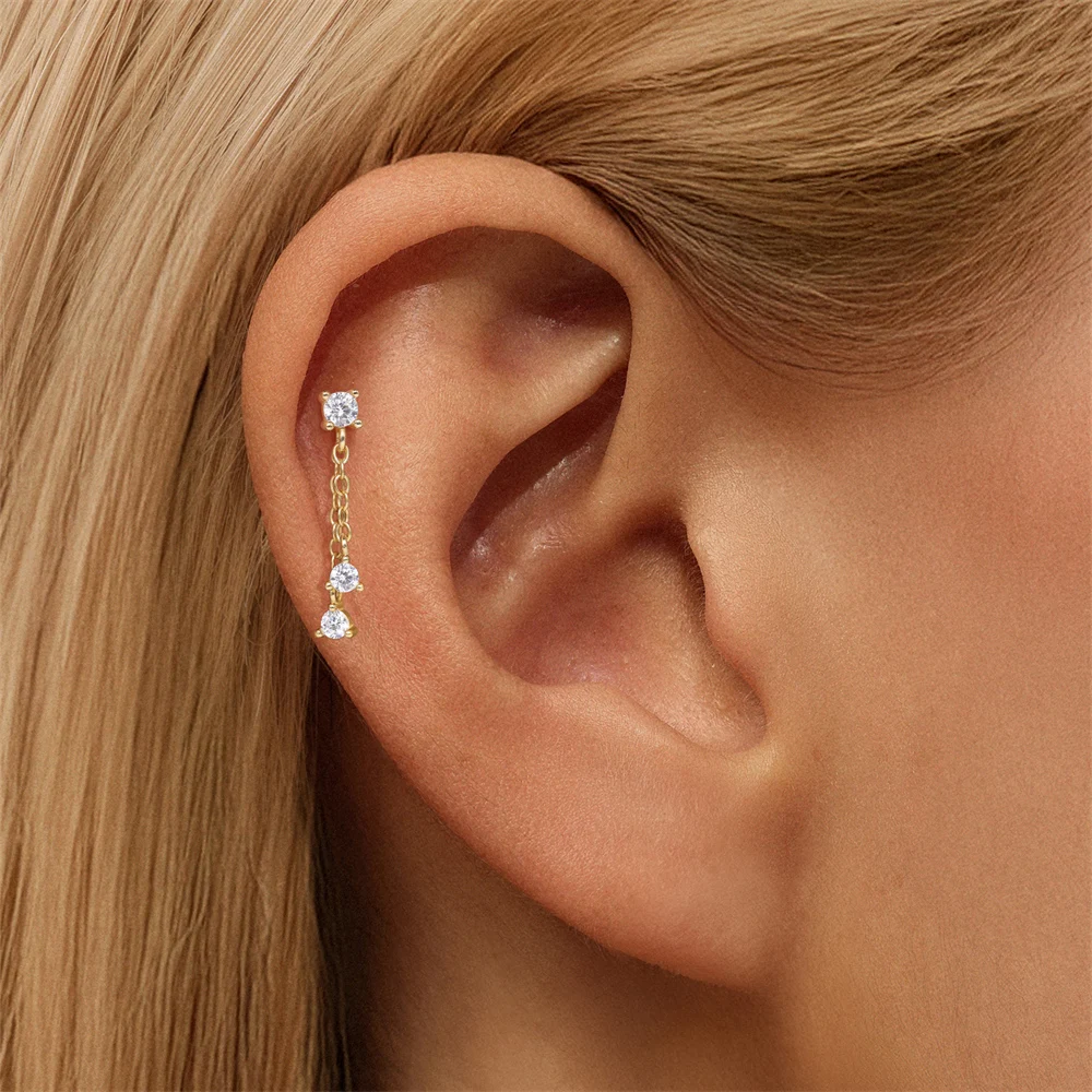 AIDE 925 Sterling Silber Kite Stone Zirkon Flachkopf-Innengewinde-Piercing für Damen, Sternkette, Quasten-Accessoires, Schmuck – Detail 27