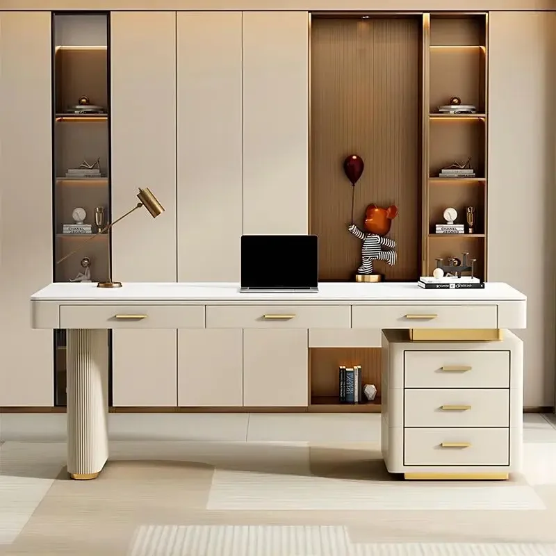 

High-end modern cream style rock board desk simple luxury