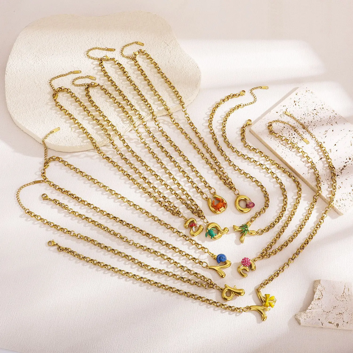 لطيف الفاكهة رسالة الأولي قلادة للنساء الفولاذ المقاوم للصدأ بالون فقاعة A-Z قلادة القلائد طوق مجوهرات هدية #3