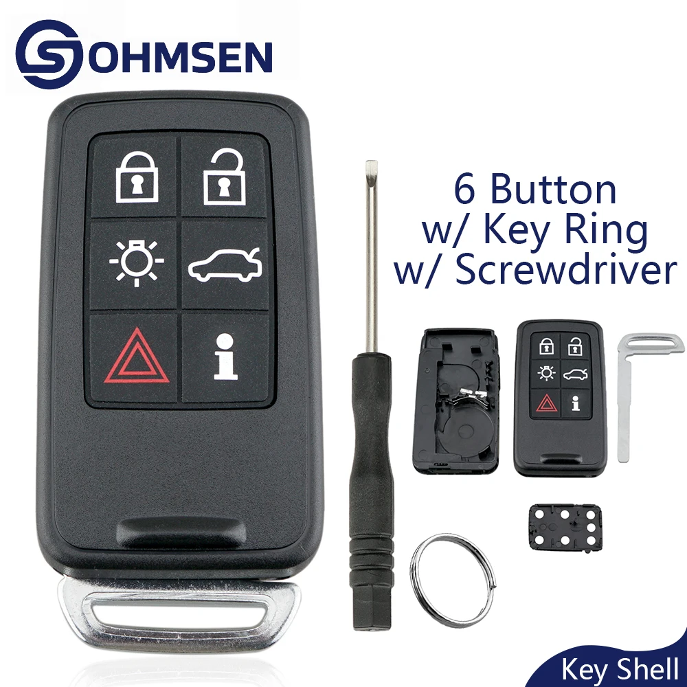 

Умный чехол для ключа OHMSEN с бесключевым доступом для Volvo S60 S80 S60L XC60 XC70 V40 V60 V70 2008-2017, корпус для дистанционного ключа-брелока