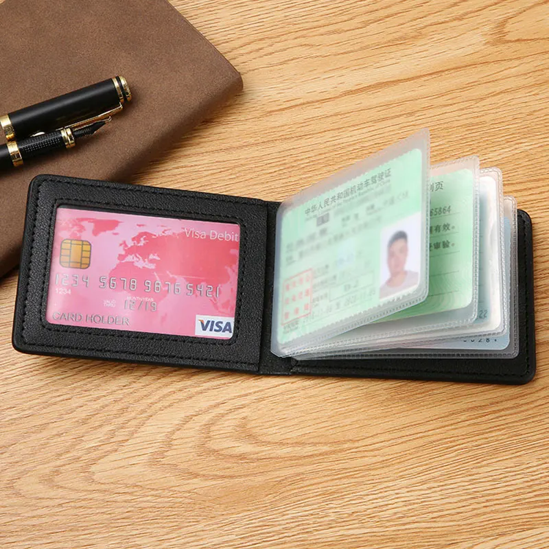 Ultra-Thin Driver License Cover, tecido padrão titular do cartão, PU Leather, Business Pass, pasta do certificado, Unisex Wallet, Document Bag