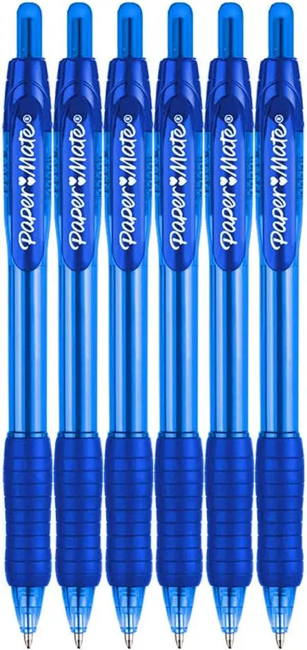 

Retractable Ballpoint Pens 1.4mm Bold Point 6-Count Blue for School, Office & Journaling