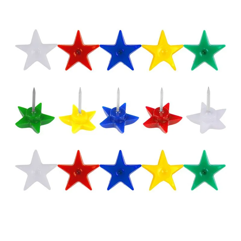

50pcs Five Pointed Star Thumbtacks Plastic Push for Cork Board Office Decorative Tacks Multifunctional Wall Maps Photos