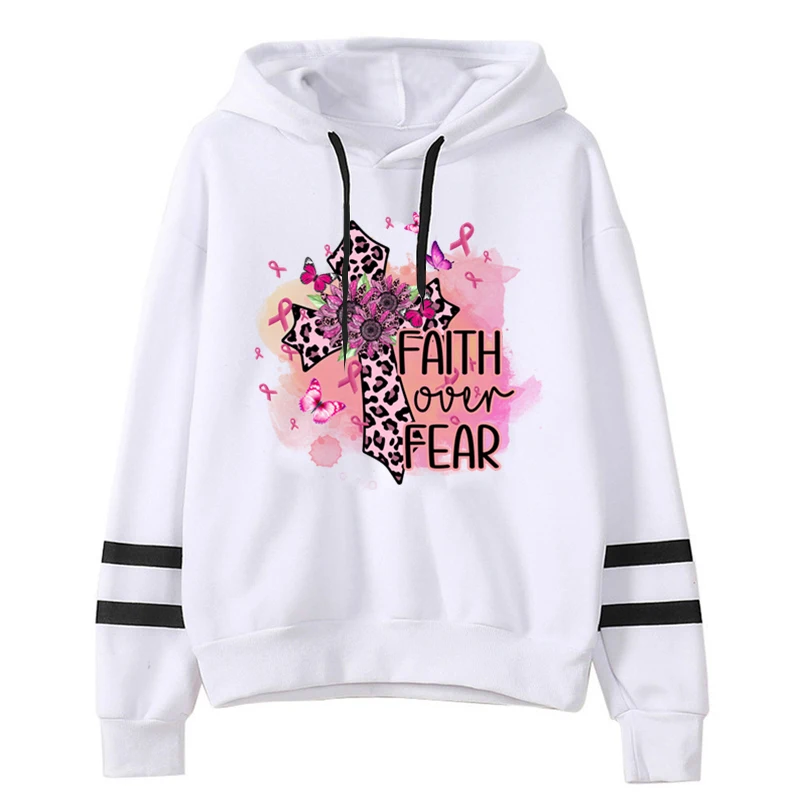 Leopard Hoodies Faith Over Fear Leopard Cross Sweatshirts High Street Fashion Long Sleeves Y2k Fashion Autumn Winter Sportswear