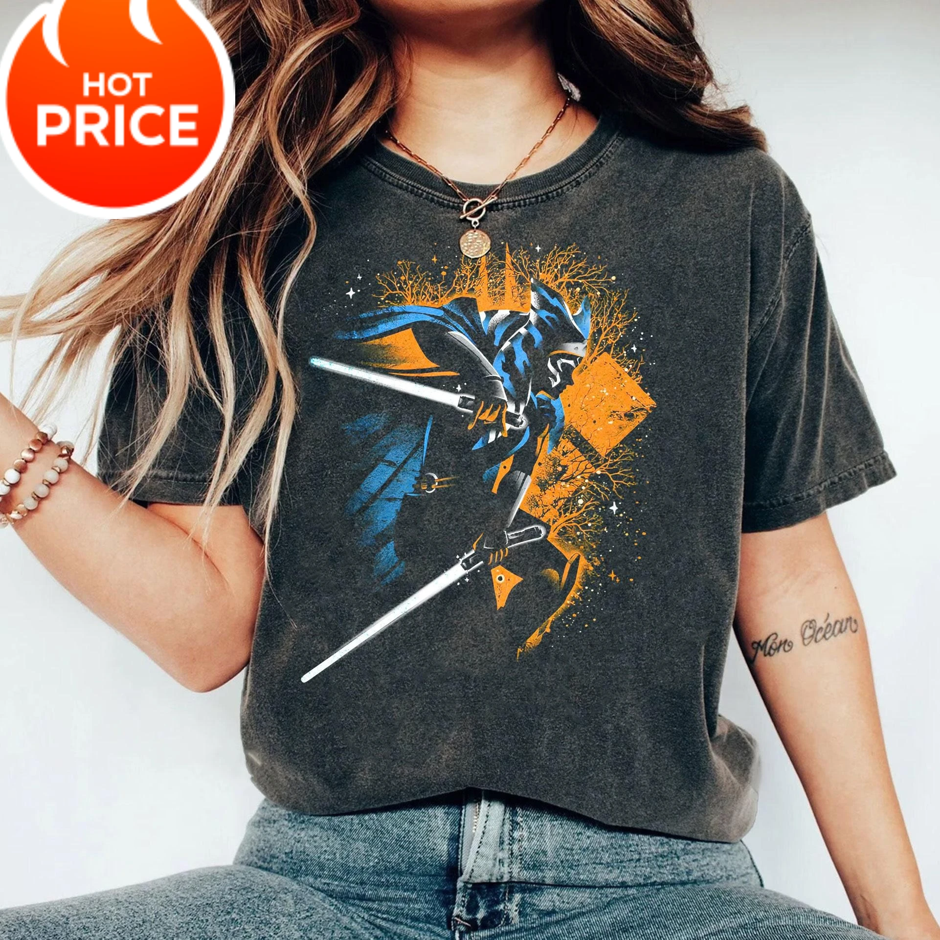 Retro Star Wars Ahsoka Tano Silueta Retrato Camisa The Clone Wars Galaxy'S Edge Día de Star Wars Walt Disney World