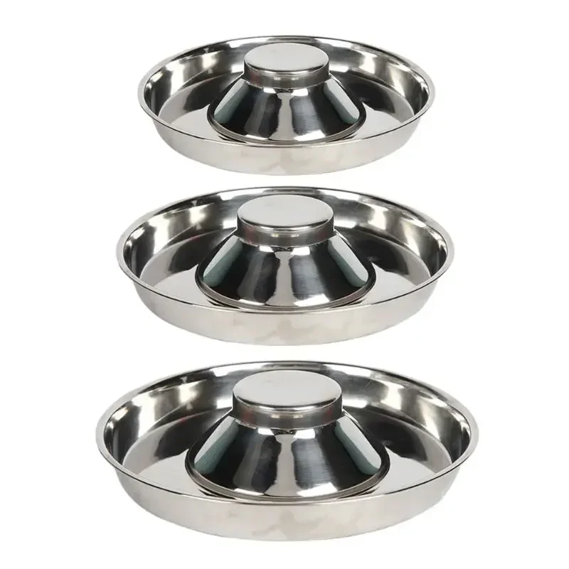 Pet Stainless Steel Dog Bowl Puppy Litter Food Feeding Dish Weaning SilverStainless Feeder Water Bowl Pets Feeder Bowl and Water