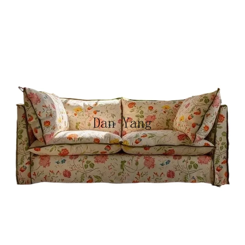 YJ flower cloth pastoral fabric sofa small apartment rural retro peony small floral oil painting dismantling and washing