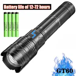 30400mah GT60 Tactical Flashlight LED Emergency Torch USB Rechargeable Long Range 500㎡ Super Bright Flash Light Power Display