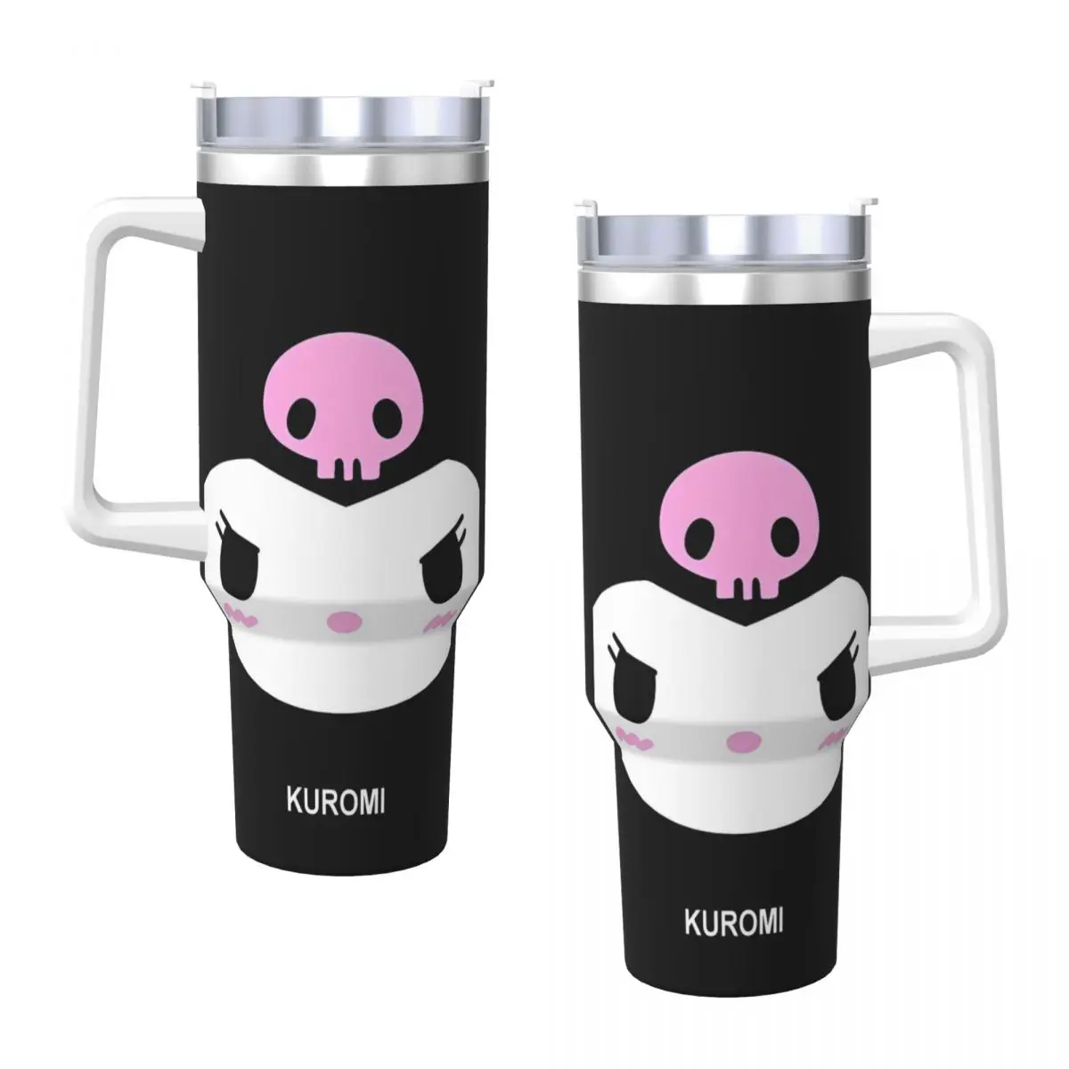 MINISO Kuromi Cartoon Stainless Steel Tumbler Travel Thermal Mug With Straws and Lid 40oz Mugs Cup Cold and Hot Water Bottle