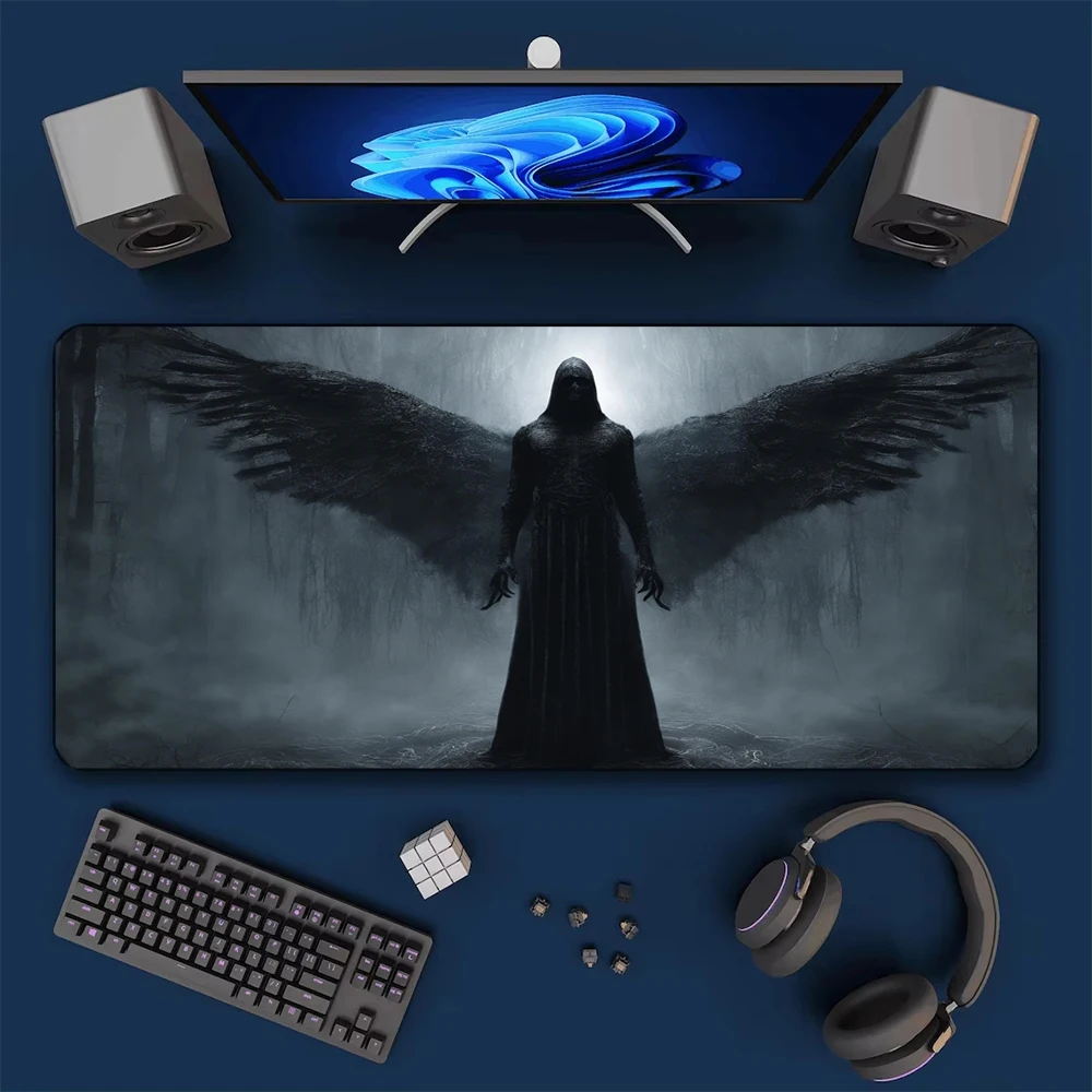 XXL Large Dark Angel Wings Series Rubber Anti-Slip Mouse Pad Computer Laptop Mechanical Keyboard Desk Mat Carpet Customizable