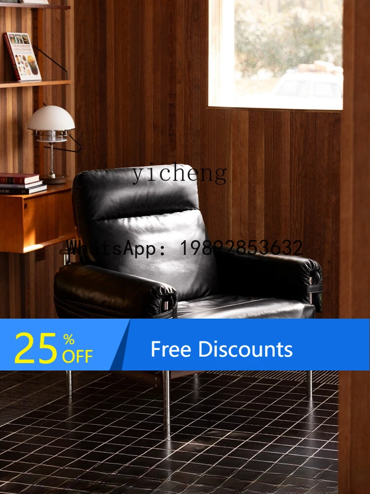 | Living Room Single Seat Vintage Light Luxury Oil Wax Genuine Leather Sofa Top Layer Cowhide