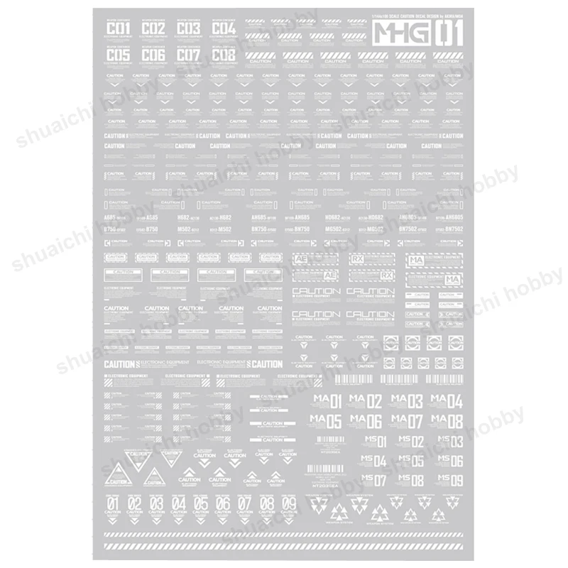 Autocollant d'eau de marque d'avertissement universelle, 1 pièce, pour modèle à l'échelle 1/100 1/144, décalcomanies de glissière d'eau, Version fluorescente, autocollant décoratif DIY