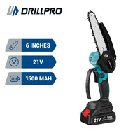 Drillpro 4000W 6 Inch Brushless Electric Saw Cordless Woodworking Chainsaw Garden Pruning Saw Tool Compatible For 21V Battery