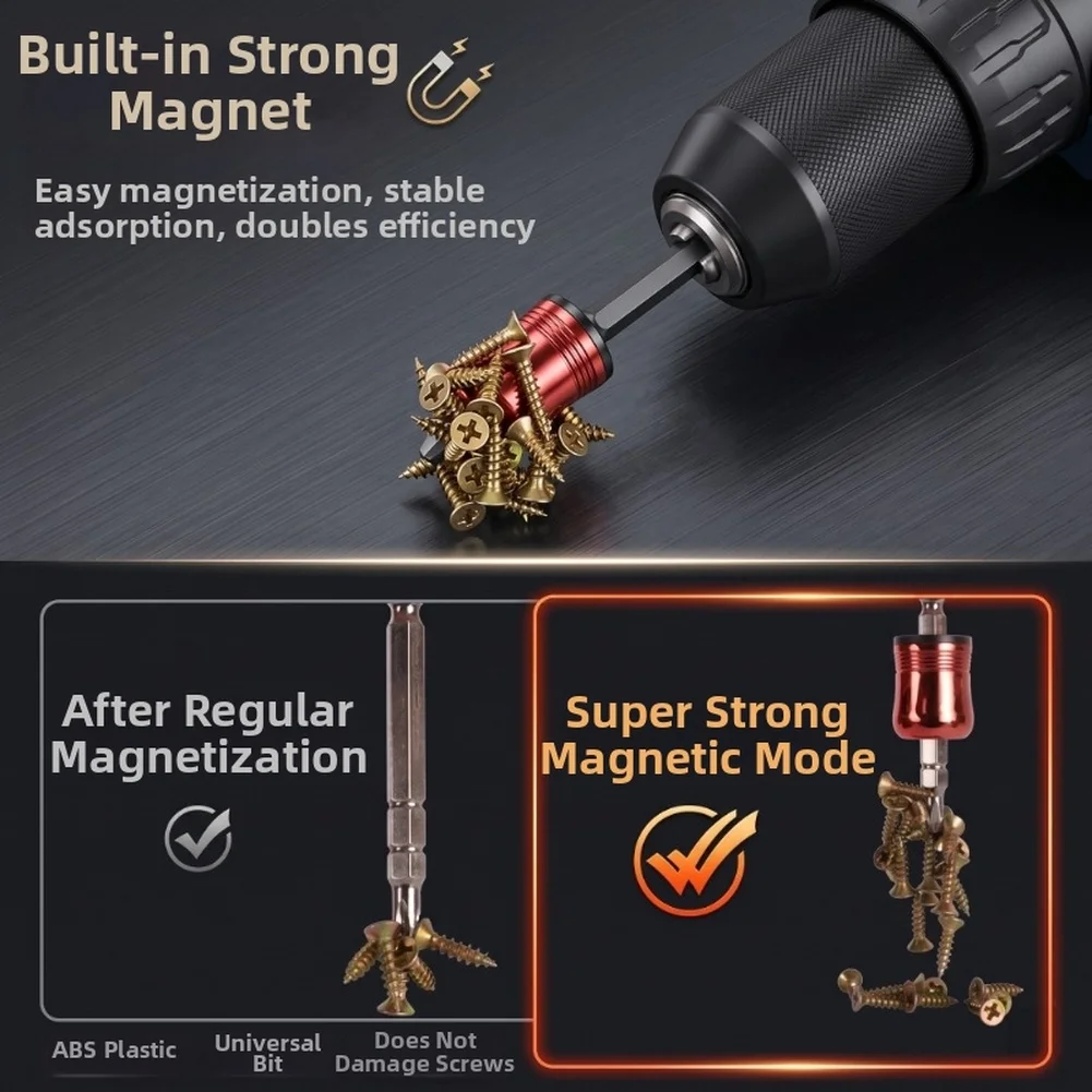 Magnetic Screwdriver Bit Holder 6.35mm Hex Shaft Strong Magnetizer Demagnetizer Screw Driver Bit Holder Power Tools