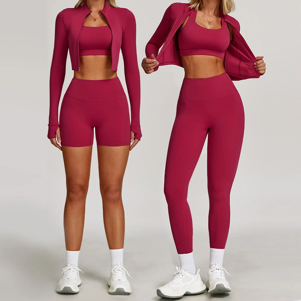 

Костюм для йоги, женский спортивный костюм, леггинсы для тренировок, тренажерный зал, фитнес-бюстгальтер, спортивная куртка с длинными рукавами, штаны для йоги, колготки, комплекты высокого качества