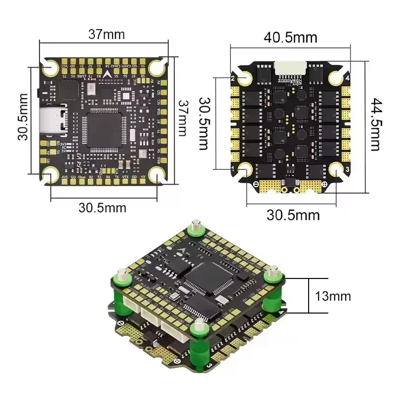 Aocoda RC F465S V4 Stack ESC 65A/75A F475 V4 controlador de vuelo controlador electrónico de velocidad 30x30mm para Dron de carreras con visión en primera persona