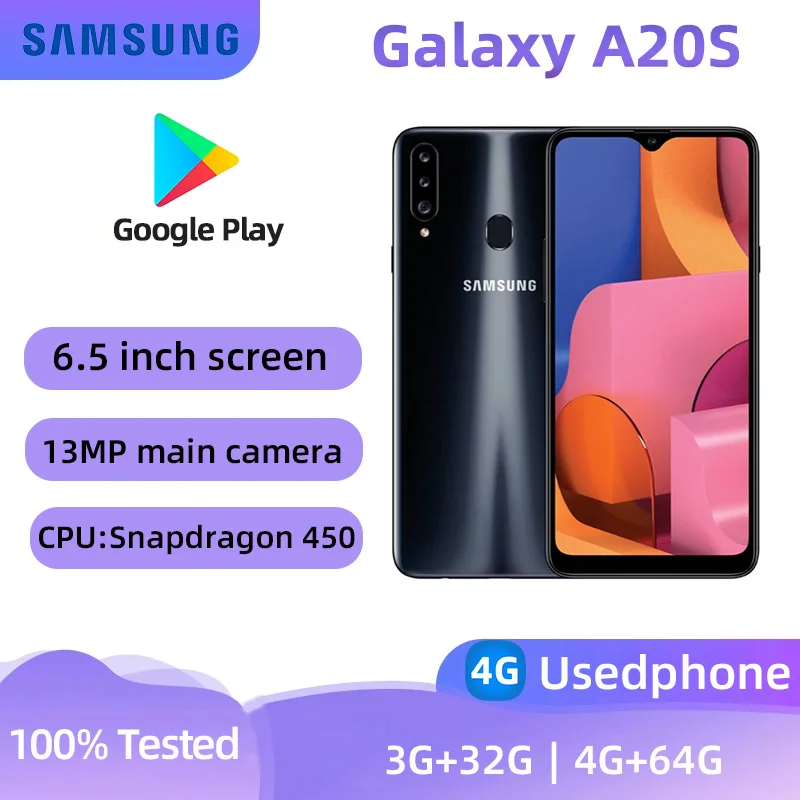 Samsung Galaxy A20S 4g Smartphone Snapdragon450 32GB 6.5-inches Screen 13MP Camera Android Original Used Phone