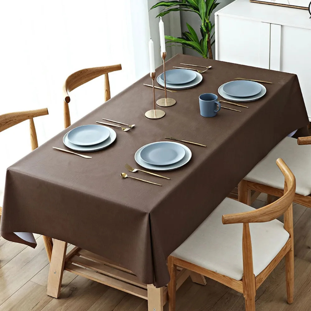 

Solid Color PVC Tablecloth Oil Resistant Simple Kitchen Dinning Tablecloth Heat Resistant Decoration Waterproof Tablecloth