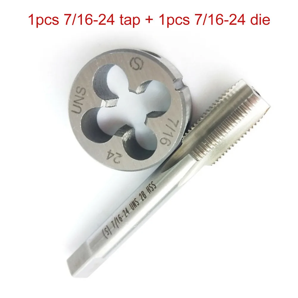 7/16 24 Tap and Die Set for Mold Metal Processing Tool Right Hand Taper High Speed Steel Construction 2 Pieces