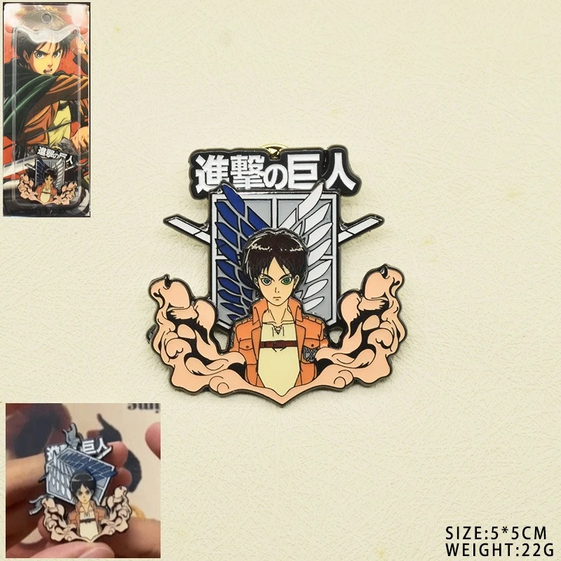 

Anime Demon Slayer/Attack on Titans/ONE PIECE Japanese Peripherals Metal Craft Brooch Collectible Fashion Accessories Boy Toy