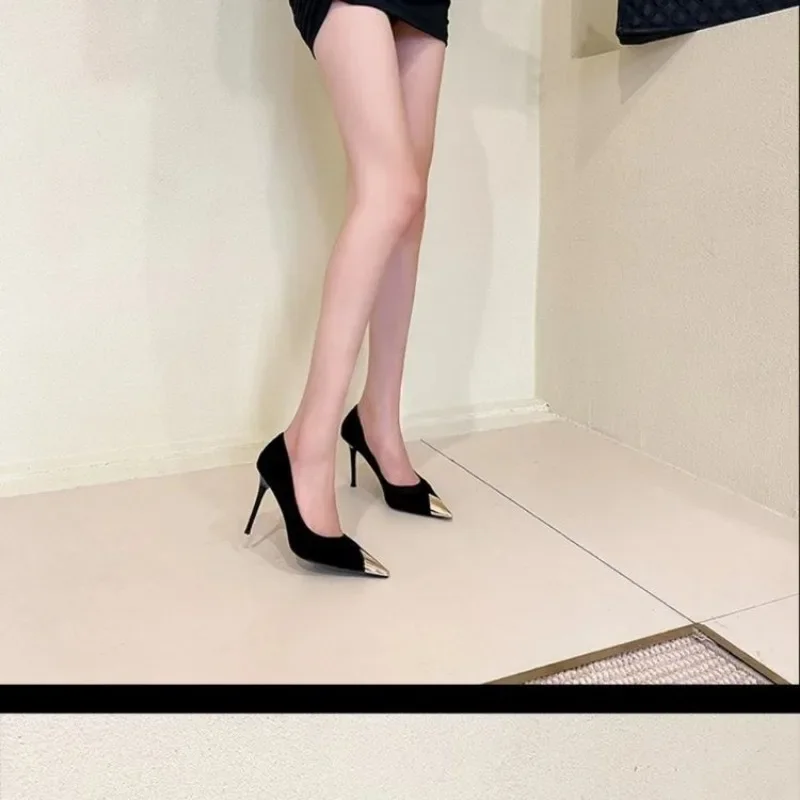 Fashion Sexy Spring Summer Women Pumps Elegant Metal Pointed Toe High Heels Shoes Woman Night Club Wedding Party Prom Work Shoes