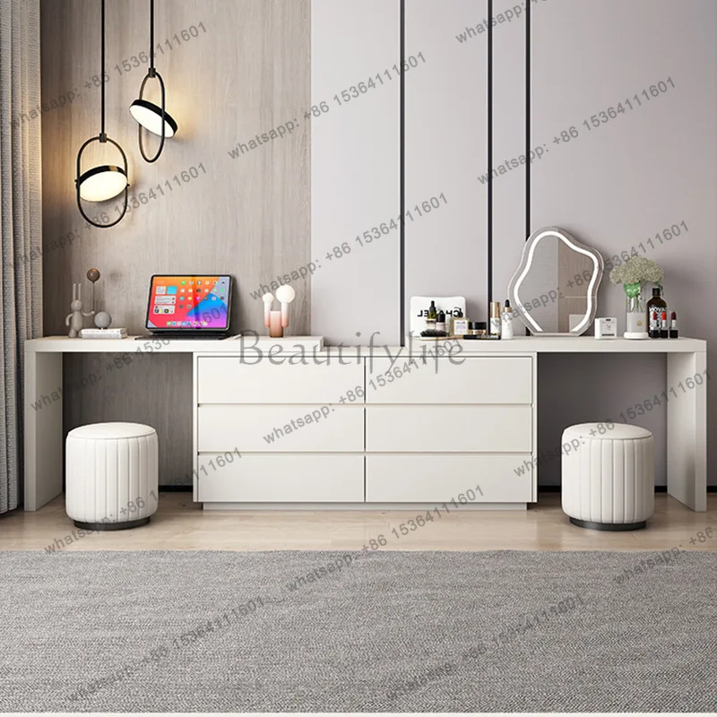 LS high-end light luxury solid wood chest, computer desk, dresser, integrated simple and modern retractable corner