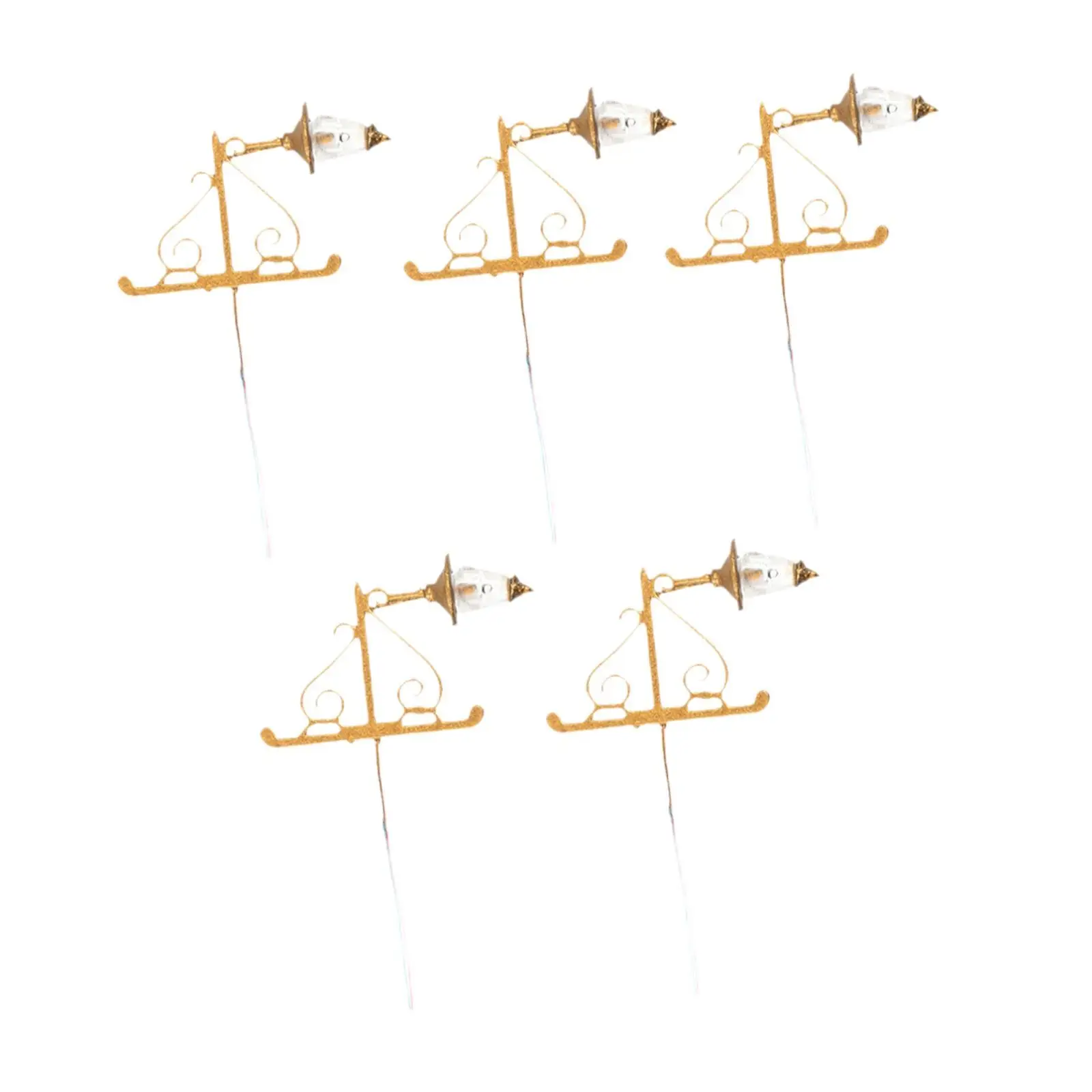 5 sztuk Miniaturowe Lampy Ścienne 1/87 Ciepłe Światło Ambientowe Mini Kinkiety Akcesoria Modelarskie LED Lampa Uliczna do Bajkowego Ogrodu
