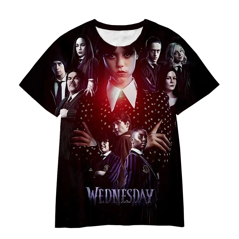 Hot Movie Wednesday Addams 3D Printing Boys Girls Aldults Summer Casual Fashion Oversized O-Neck T Shirt Kids Aldults Clothing