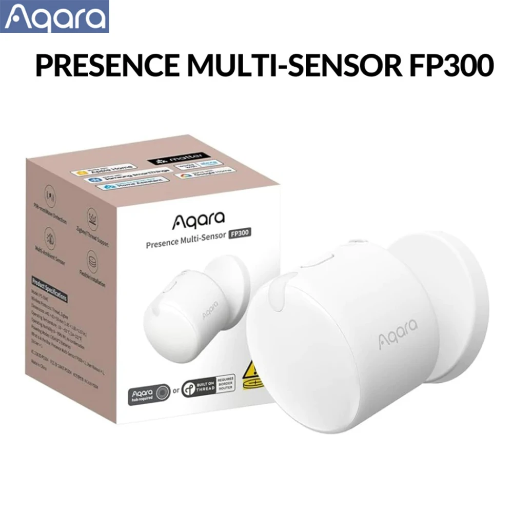 Глобальная версия Aqara Presence Multi-Sensor FP300: Датчик присутствия Zigbee/Thread с двойным модулем mmWave и PIR, а также датчик температуры и влажности