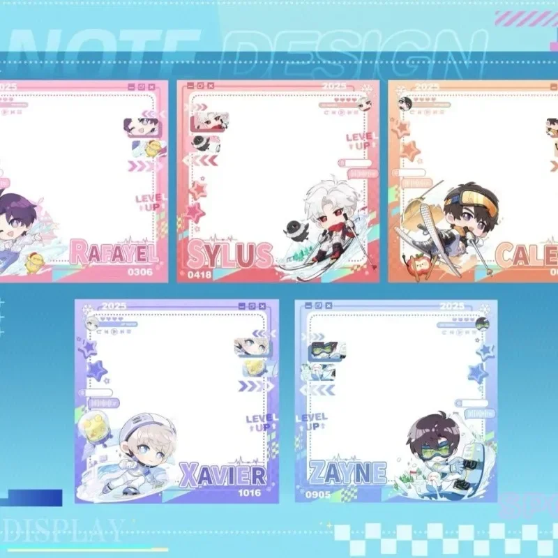 Cute 5Pcs/Lot Winter Skiing Love and Deepspace Memo Pad Stickers Sticky Notes Notepad Diary Xavier Zayne Rafayel ralayo Sylus