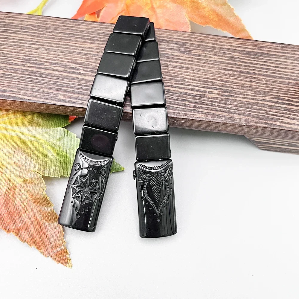 NJ81 مسبحة الصلاة الراتنج ثلاثية الأبعاد ثمانية أشار الأسود موسى الإصبع تخفيف الإجهاد طوي الدورية ستار لهب التأمل حلية #1