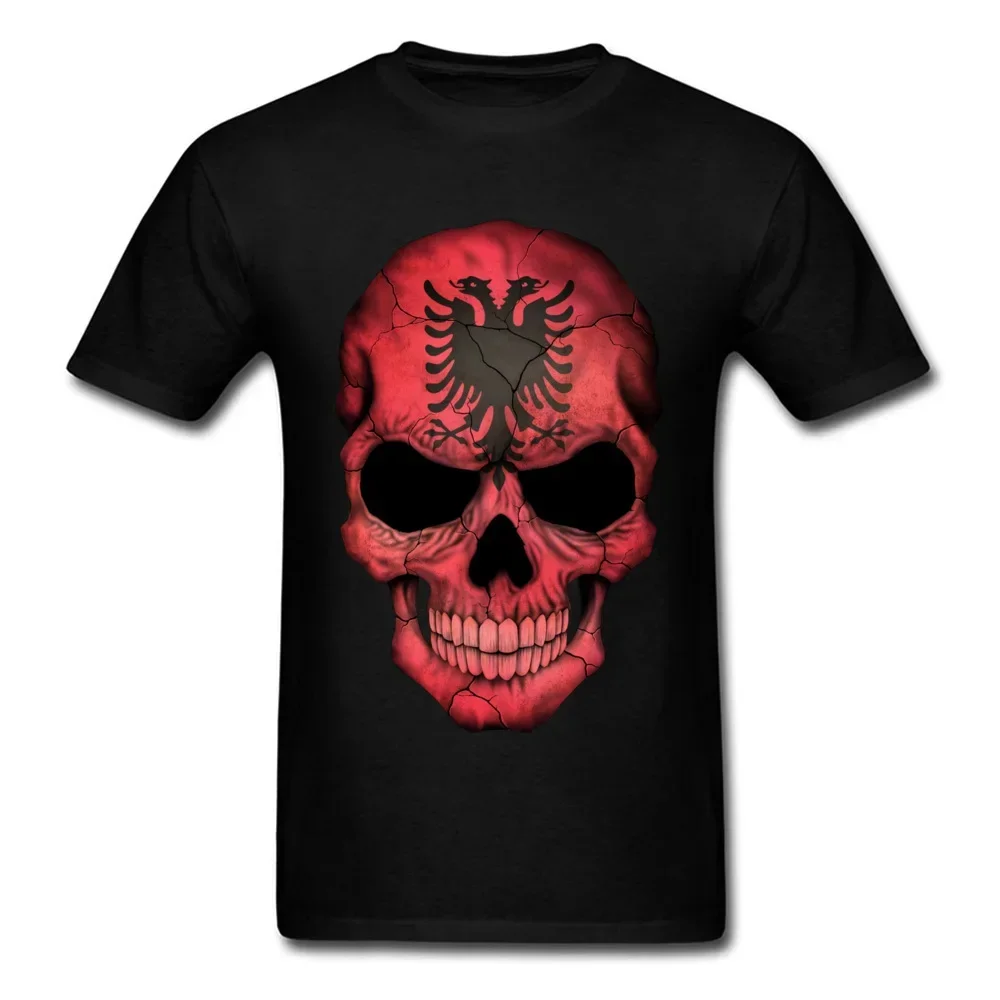 

Fashionable Albanian Flag Skull T Shirt. Summer Streetwear 100% Cotton O-Neck T-shirt Harajuku New S-3XL