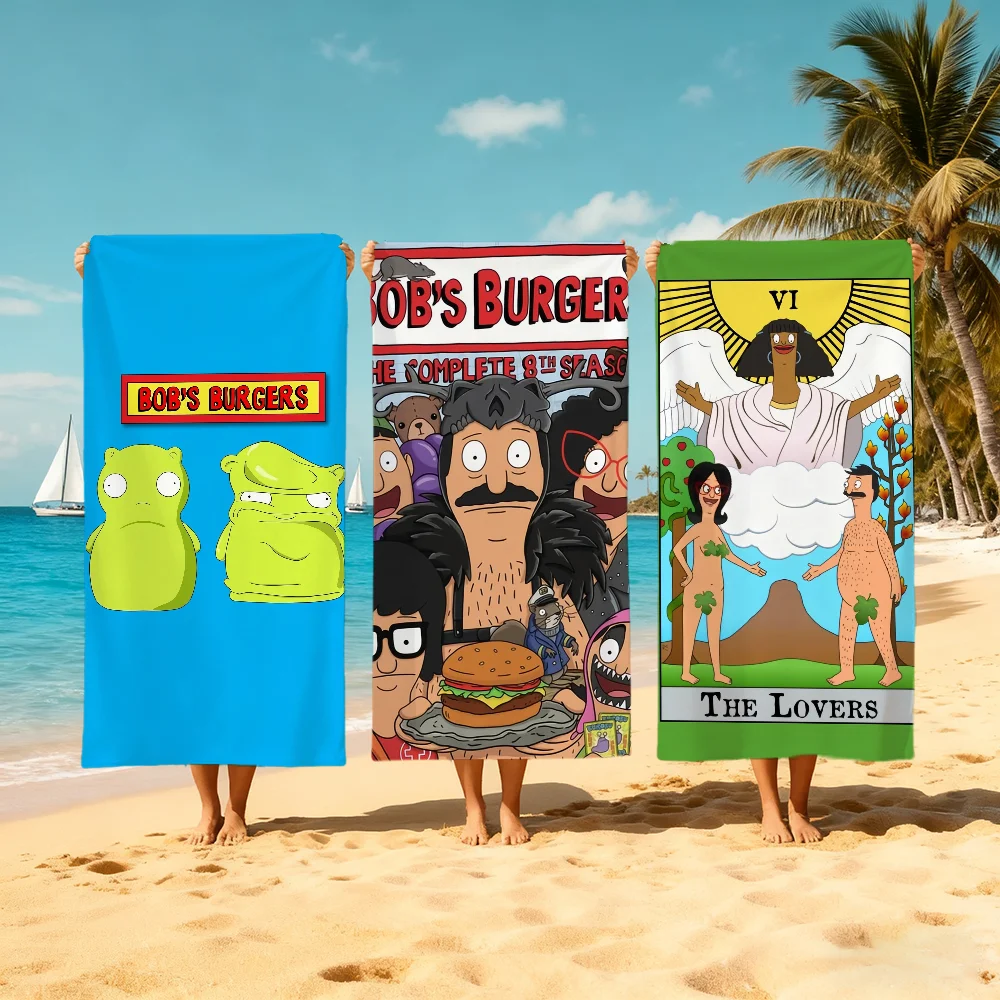 Bob Anime B-Burgers Towel Large Quick-Drying Microfiber Soft Beach Towel for Travel Fitness Sauna Bathing Camping