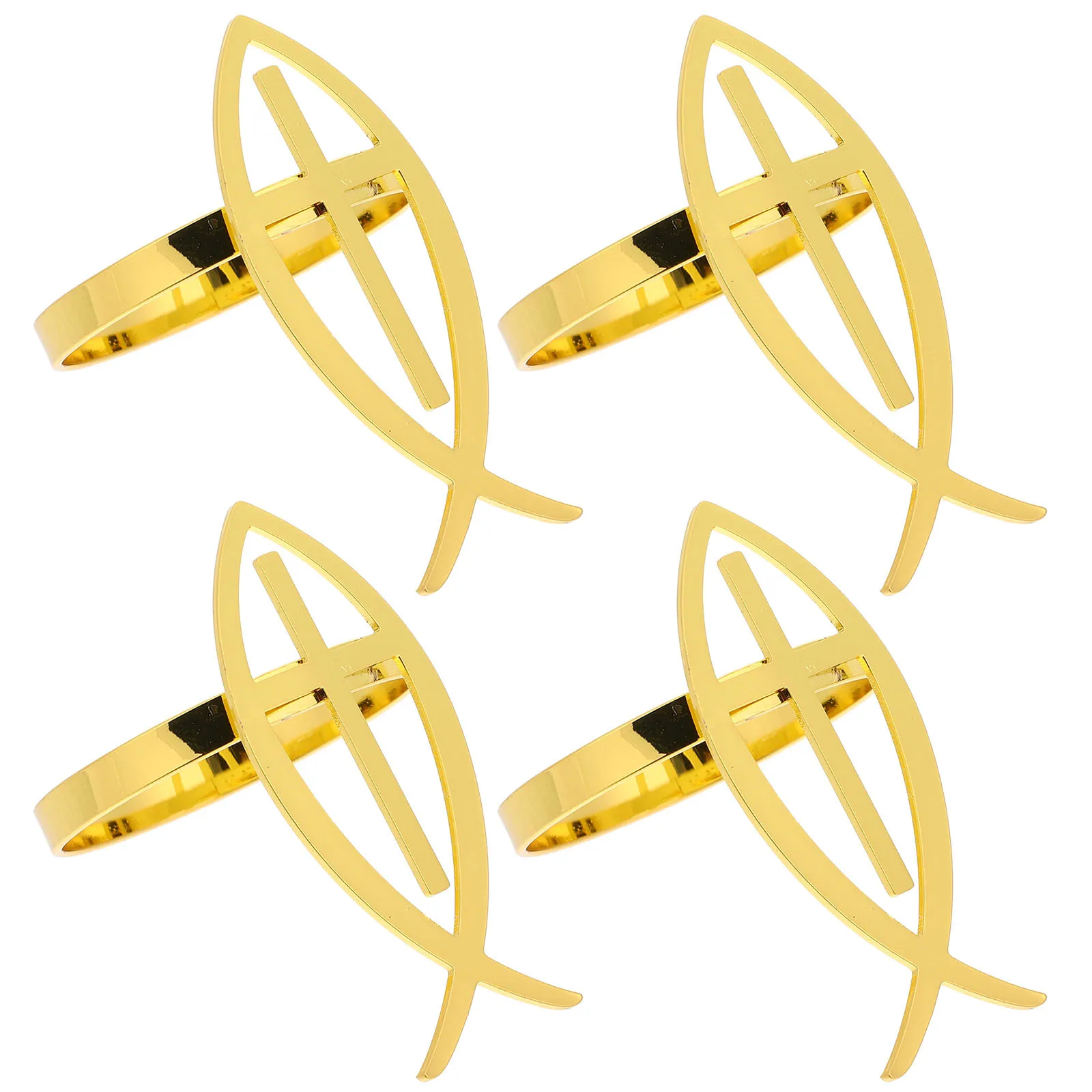 

4pcs Cross Rings Metal Buckles For Easter Wedding Decorative Holders Table Napkin Ring Set Alloy Cross Napkin Clasps Holiday