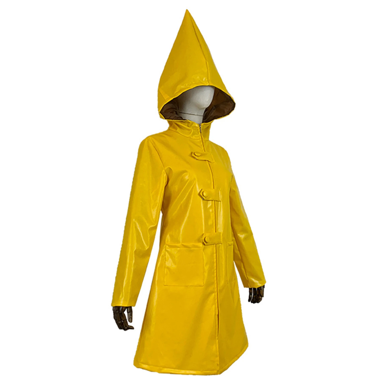 Halloween Nightmares Six Cosplay Costume Yellow Raincoat Coat for Adult Kids Disguised Halloween Stage Party Outfits Pu Leather