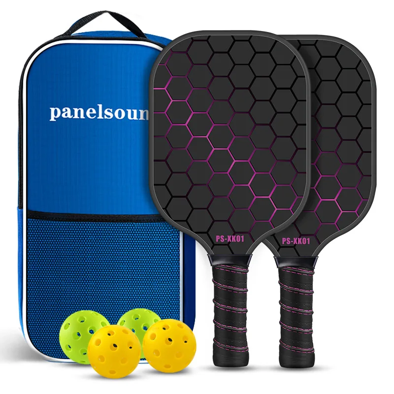 Pickleball Paddle Fiberglass Surface Lightweight PP Honeycomb Core Shock Absorbing Racket Indoor Outdoor Training Match with Bag