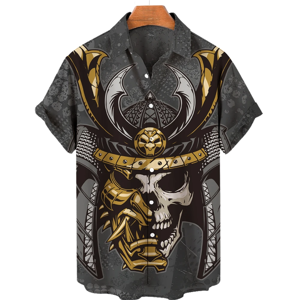 2022 Samurai 3d Shirt Hawaiian Shirt Men Clothes Loose Breathable Men's Shirts Summer Male Shirt Street Casual Short Sleeve Tops