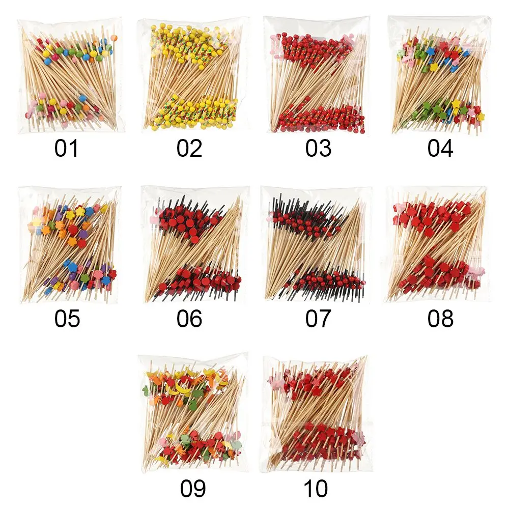 100Pcs Disposable Bamboo Picks Fruit Sticks For Kids Cocktail Decoration Picks Salad Sandwich Buffet Toothpicks Party Supply