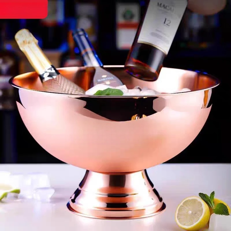 Stainless Steel Champagne Bucket Wine Bowl Salad Mixing Bowl Food Basin Fruit Tray Champagne Bowl