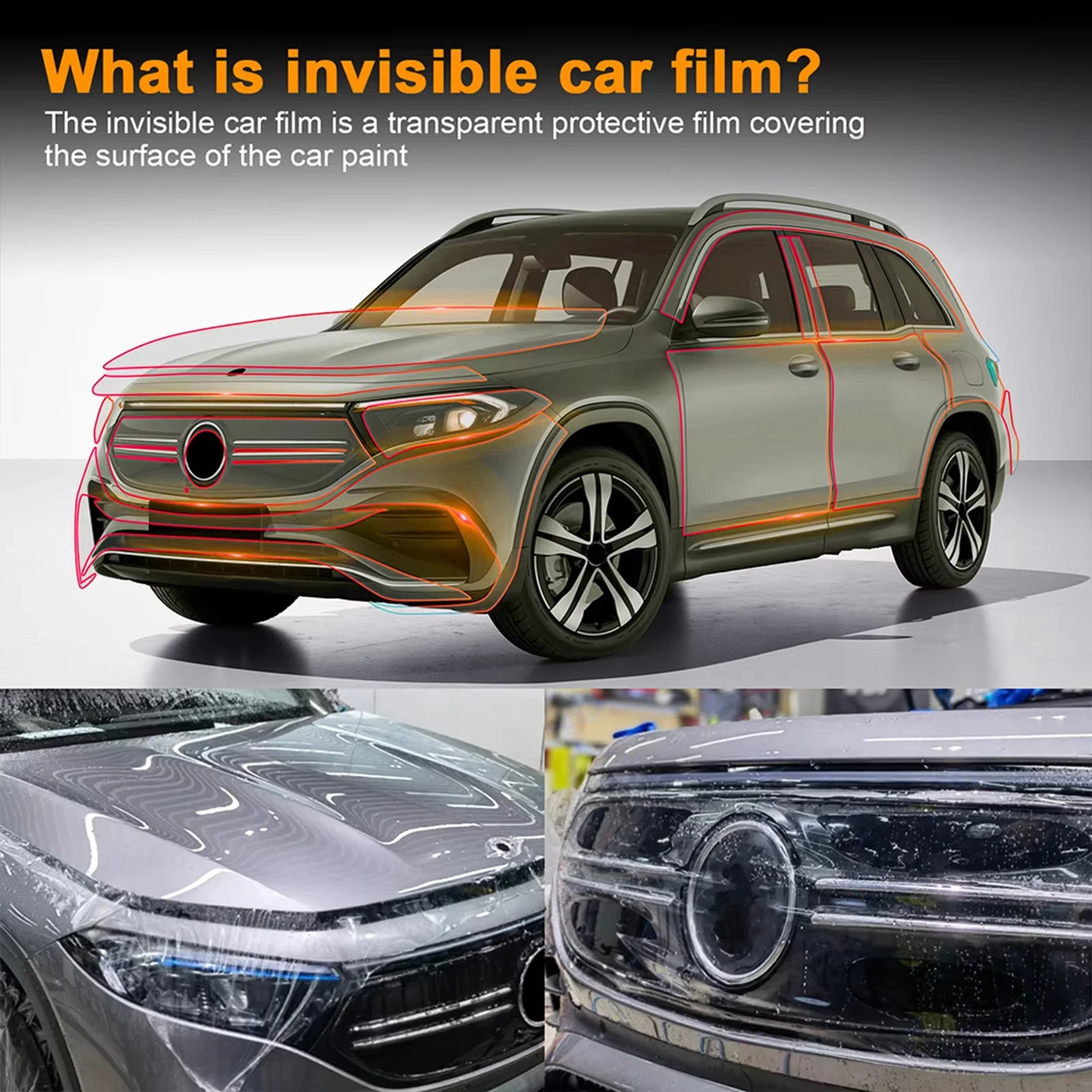 

9Mil TPU Scratch-resistant Car Paint Protection Film For Mercedes-Benz EQB 2022 2023 2024 Car Body Transparent Bra Per-cut PPF