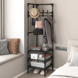 Multi-Function Corner Coat and Hat Rack 3-Layer Assembly Clothing Storage Shelf Bedroom Removable Corner Hanging Clothes Rack