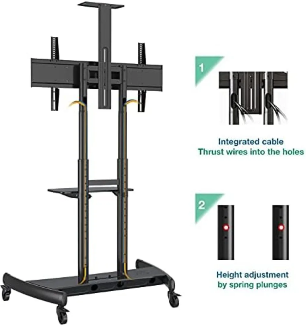 NB North Bayou Mobile TV Cart TV Stand with Wheels for 55" - 85" Inch LCD LED OLED Plasma Flat Panel Screens up to 200lbs