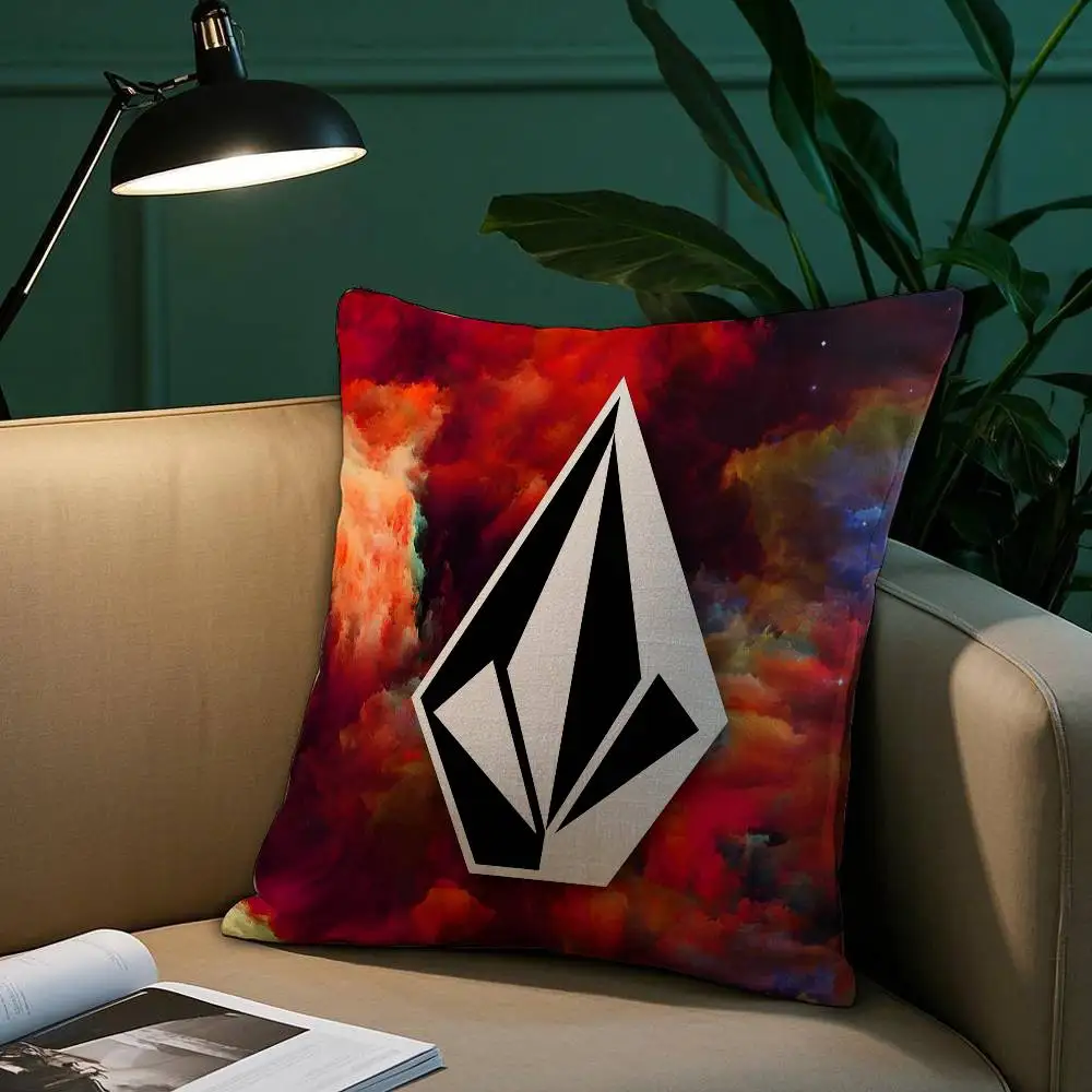 Fashion V-VolcomS LOGO Pillow Case Short Plush Print Cushion Cover Square Throw Pillow Covers Sofa Home Decor