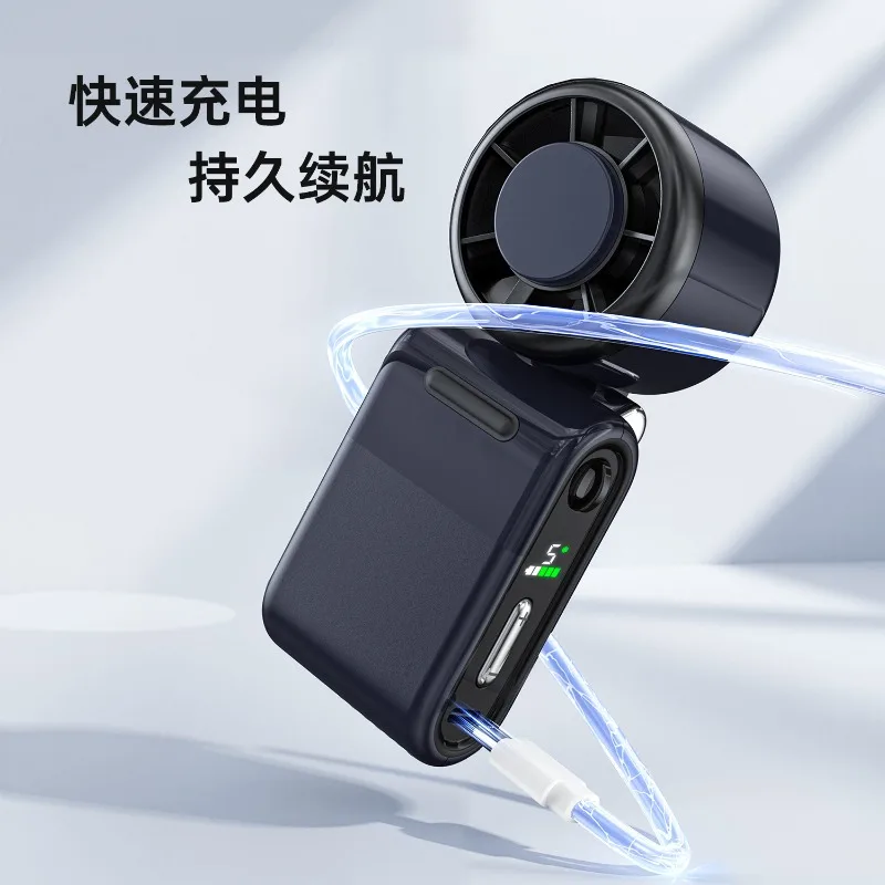 New mini handheld small fan folding high speed long battery life high definition digital display usb handheld fan